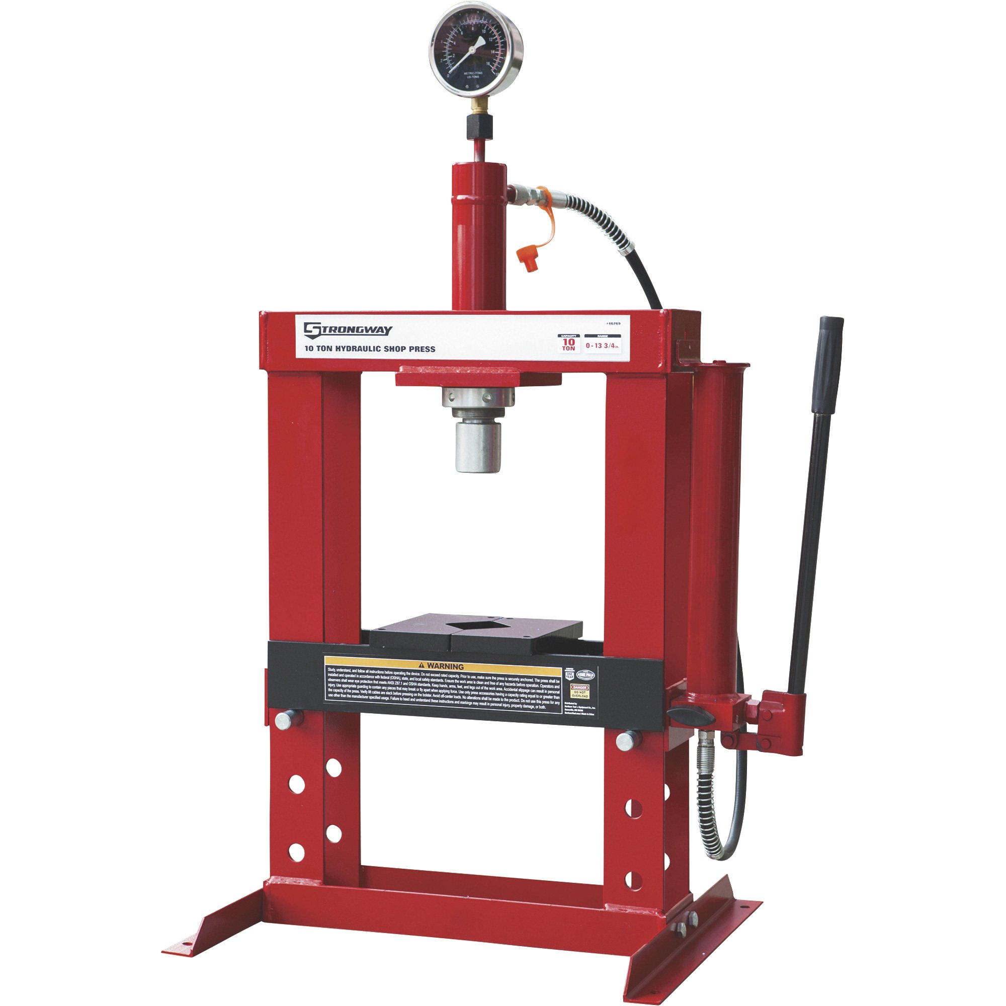 Strongway Benchtop 10-Ton Hydraulic Shop Press with Gauge